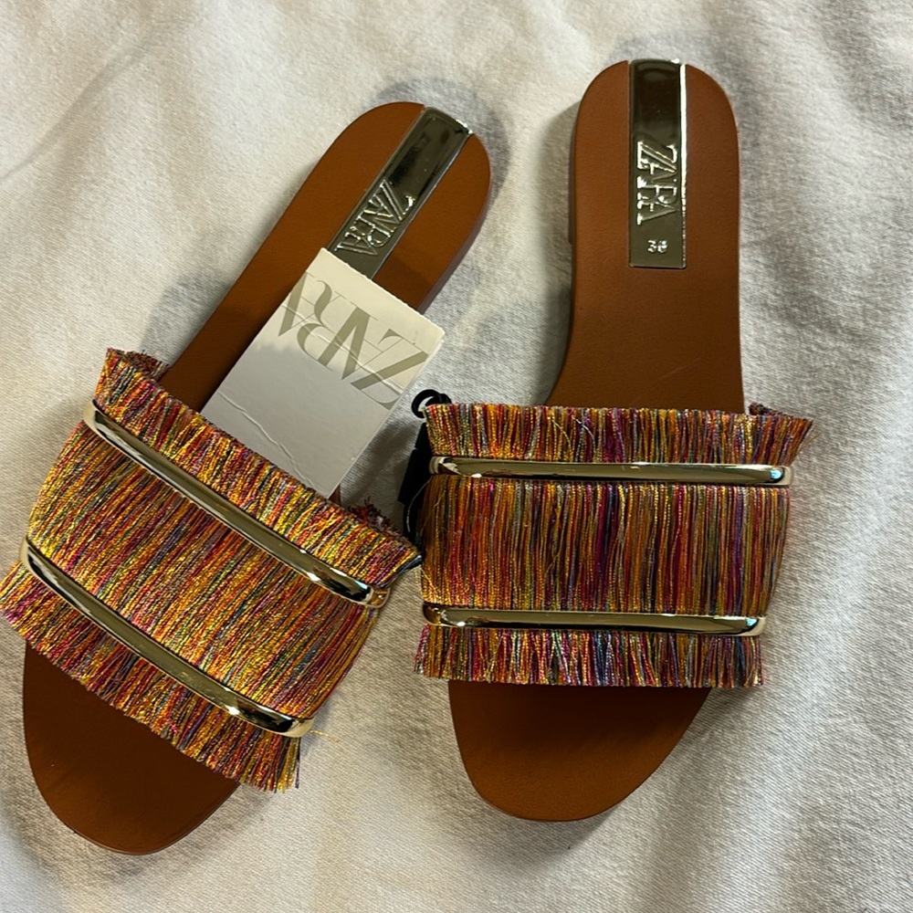 Zara flats sandal size 36 colorful for spring or summer